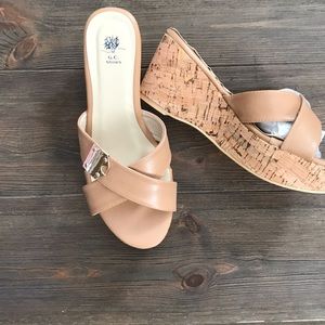 NEW Tan Cork Wedge Sandals